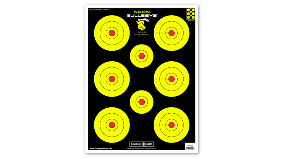 Thompson Target Neon Bullseye Ultra Bright Paper Shooting Targets 19x25, 20 Pack, Yellow, Extra Large, 4100-20