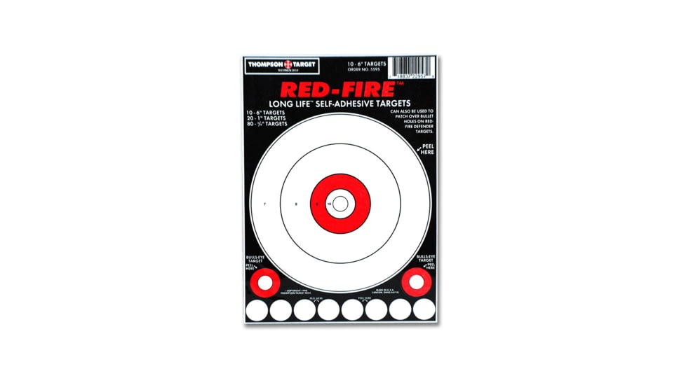 Thompson Target Red-Fire 6.5x9in Adhesive Peel &amp; Stick Targets, 30 Pack, Red, XS, 5595-30