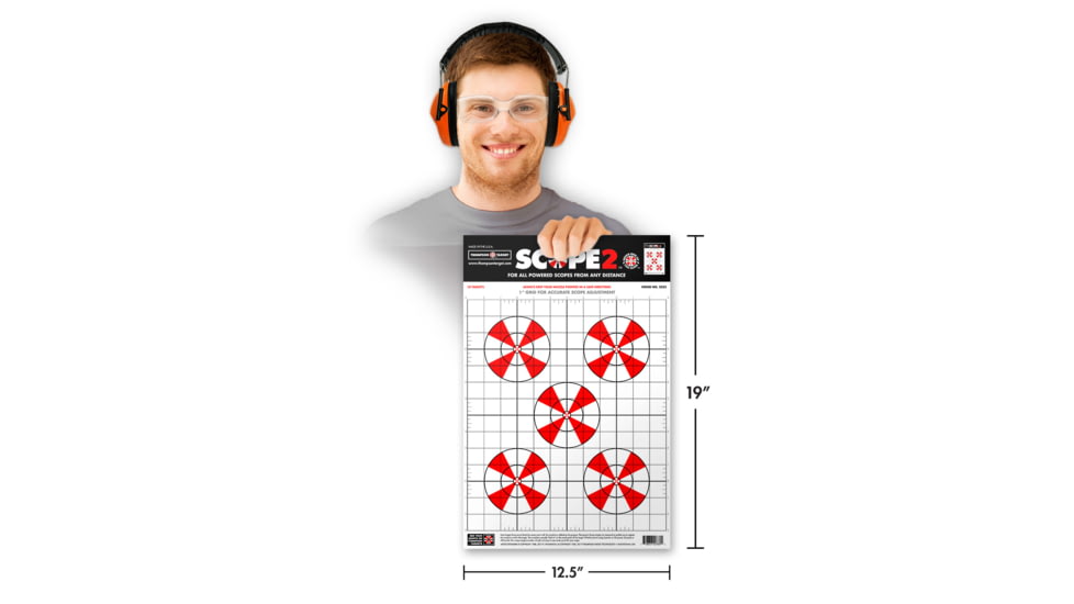 Thompson Target Scope 2 Sight-In 12.5x19 Paper Shooting Targets, 30 Pack, Red, Large, 2333-30