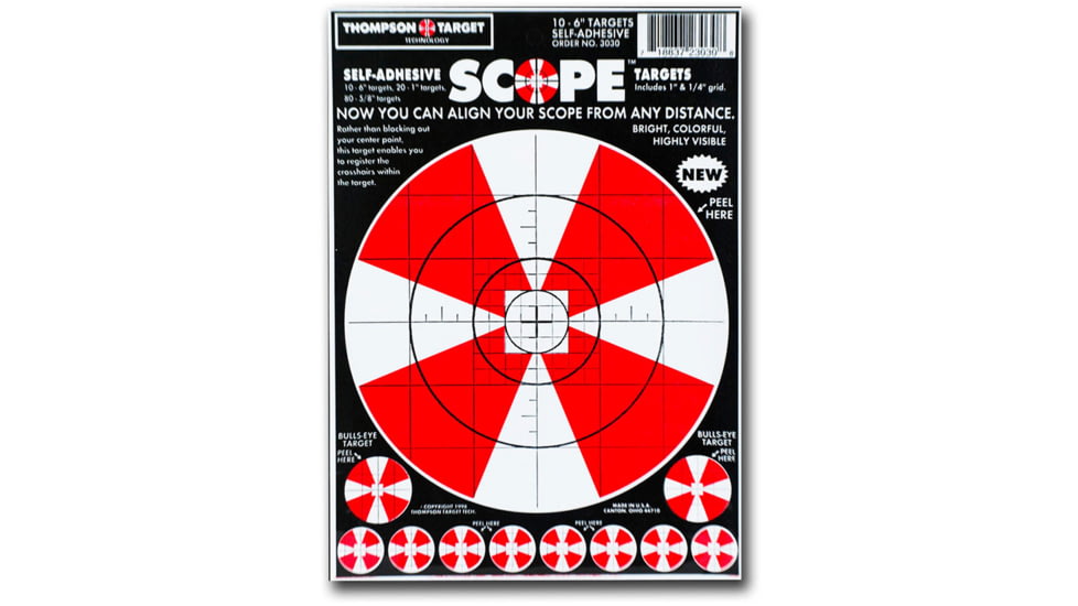 Thompson Target Scope Alignment 6.5x9 Adhesive Peel &amp; Stick Targets, 25 Pack, Red, Extra Small, 3030-25