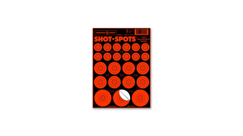 Thompson Target Shot Spots Orange 6.5x9in Adhesive Target Paster Bullseyes, 30 Pack, Orange, XS, 5505-30