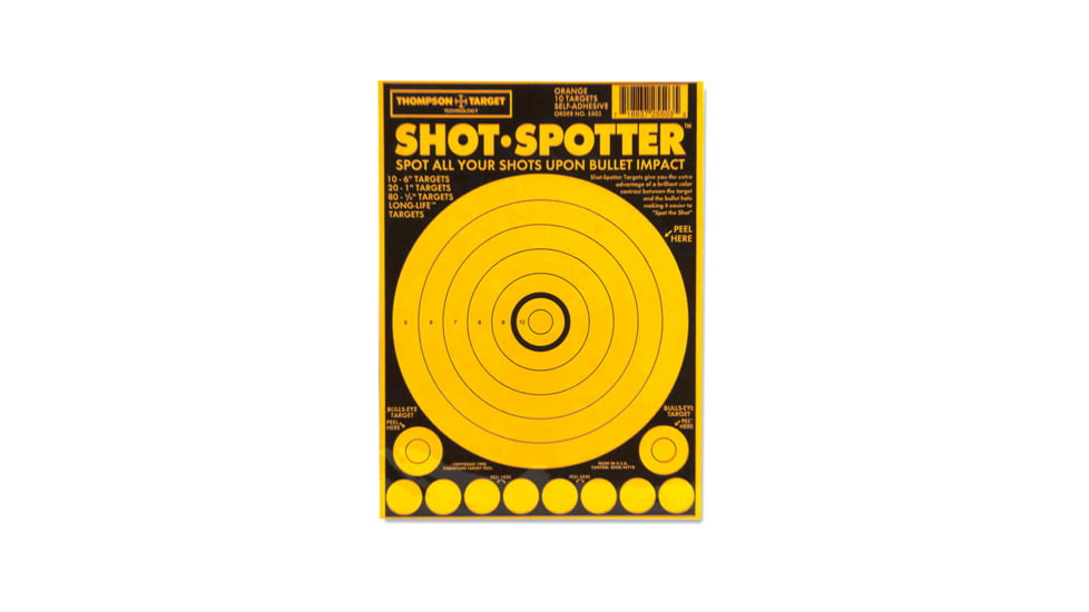 Thompson Target Shot Spotter 6.5x9in Adhesive Peel &amp; Stick Targets, 30 Pack, Yellow, XS, 5503-30