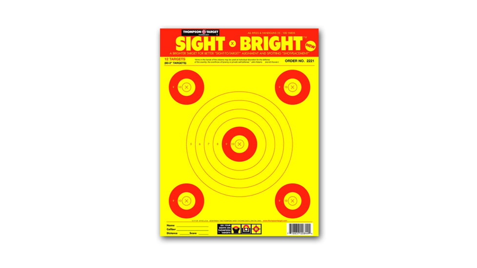 Thompson Target Sight Bright 9x12 Paper Shooting Targets, 50 Pack, Yellow, Small, 2221-50