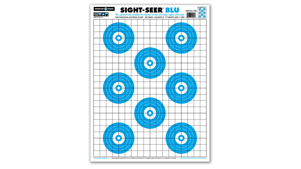 Thompson Target Sight Seer Paper Bullseye Shooting Targets 19x25, 20 Pack, Blue, Extra Large, 4400-20