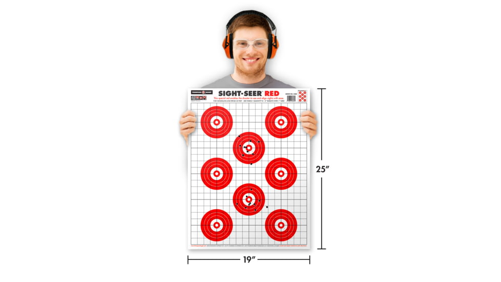 Thompson Target Sight Seer Paper Bullseye Shooting Targets 19x25, 20 Pack, Red, Extra Large, 4300-20