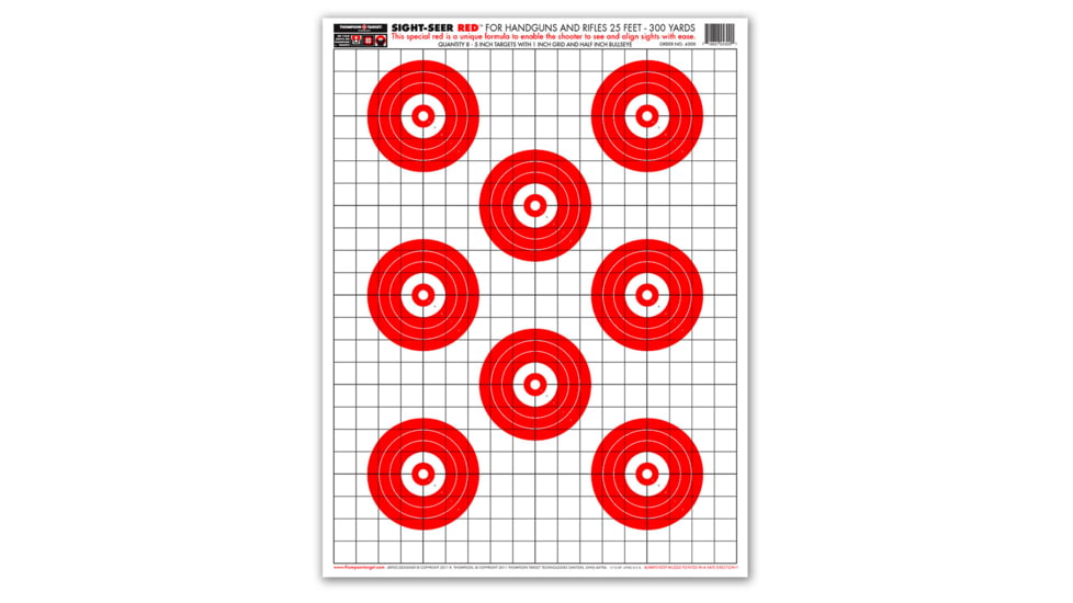 Thompson Target Sight Seer Paper Bullseye Shooting Targets 19x25, 20 Pack, Red, Extra Large, 4300-20
