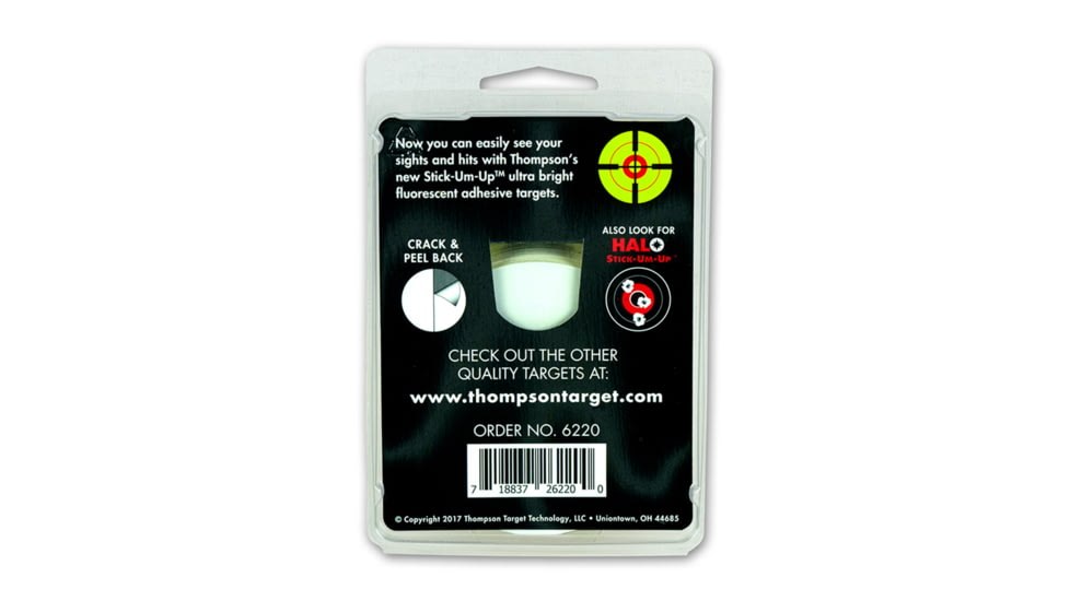 Thompson Target Stick-Um-Up 3in Adhesive Targets In Re-Close Container, 100 Pack, Green, Extra Small, 6220-100