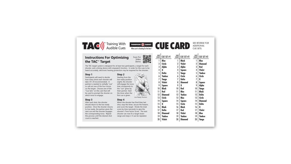 Thompson Target TAC Target Training W/Audible Cues 19x25 Shooting Targets, 20 Pack and Cue Card, Multi, Extra Large, 2704-20