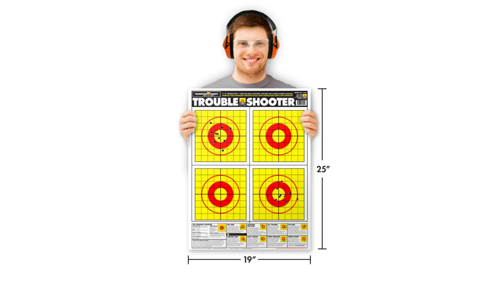 Thompson Target Trouble Shooter Handgun Diagnostic 19x25 Paper Shooting Targets, 20 Pack, Yellow, Extra Large, 2550-20