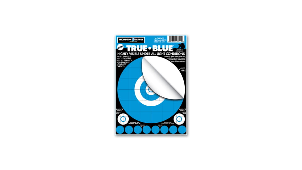 Thompson Target True Blue 6.5x9in Adhesive Peel &amp; Stick Targets, 30 Pack, Blue, XS, 5521-30