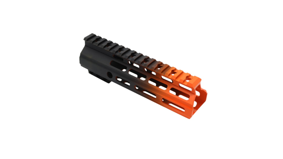 Tiger Rock AR-15 Angle Cut Clamp On M-Lok 7in Handguard, Black Base, Cerakote, Gradient, Organge, Medium, FMLUS-7D-ORG-GRADIENT