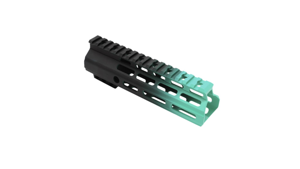 Tiger Rock AR-15 Angle Cut Clamp On M-Lok 7in Handguard, Black Base, Cerakote, Gradient, Robins Egg, Medium, FMLUS-7D-RGB-GRADIENT