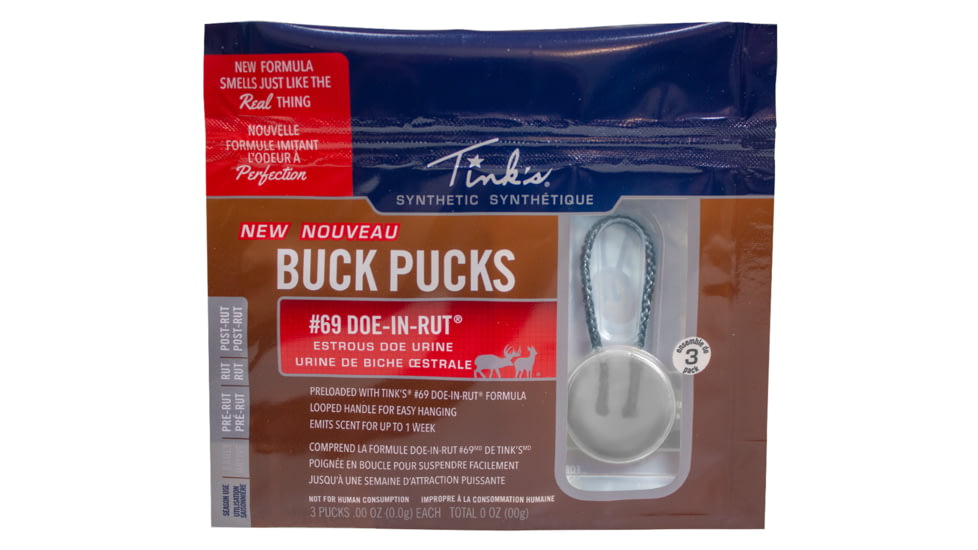 Tinks #69 Doe-In-Rut Buck Pucks, Doe In Estrus Scent, 3 Pack, W5280BL