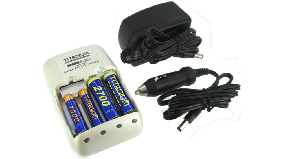 Titanium 1 Hour Smart Ultra-Quick Battery Charger w/ AC/DC Plug, White, CH-TP1HR