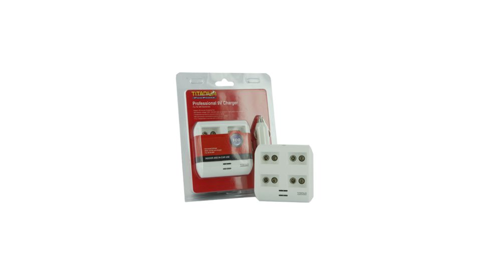 Titanium 4 Bay Smart World Wide Use 9V Battery Charger, White, CH-TTP9V-4Bay