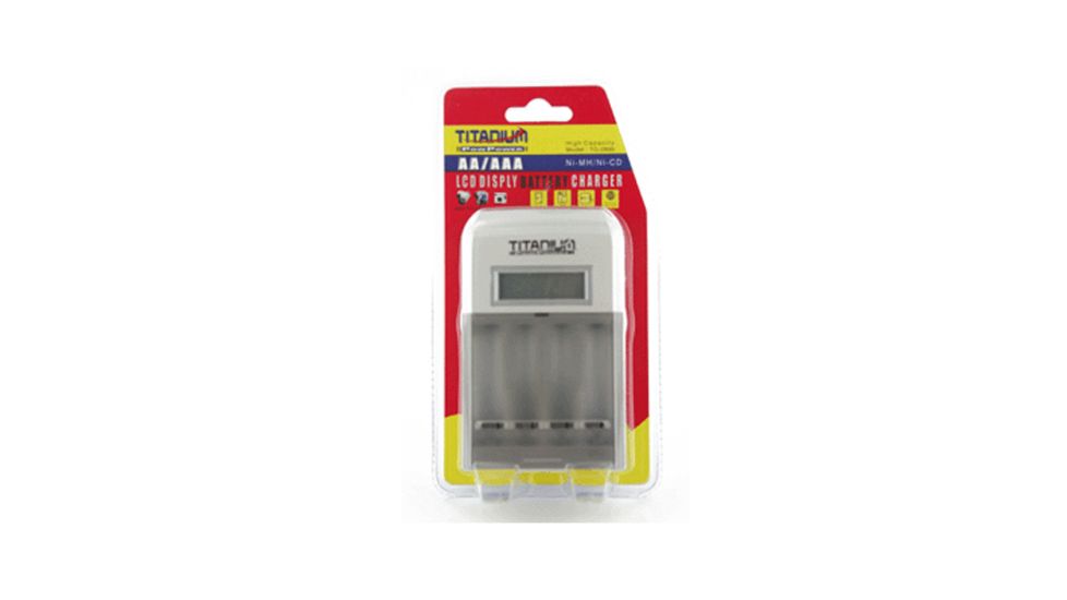 Titanium LCD Display Battery Charger for AA&amp; AAA NiMH, White, CH-TTG2800
