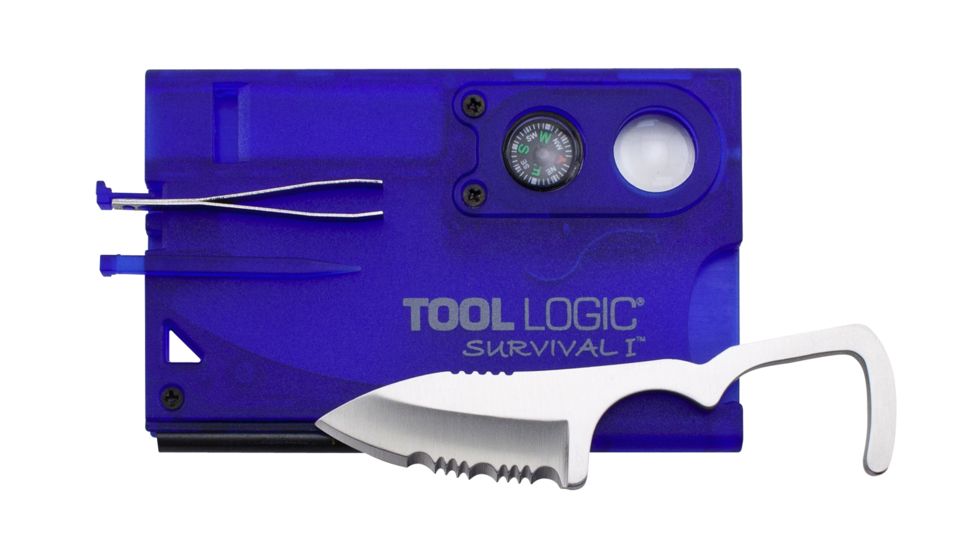 SOG Specialty Knives &amp; Tools Survival Card w/ Fire Starter/Compass - Blue SVC1B