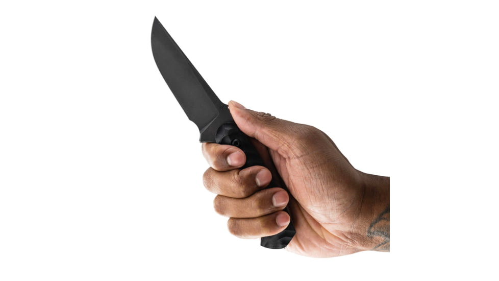 Toor Knives Brauler Fixed Blade Knife, 4in, CPM Cruwear Steel, G10 Handle, Bomber Black, Black Tru Hide, Brauler - Bomber Black