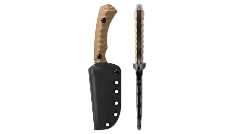 Toor Knives Brauler Fixed Blade Knife, 4in, CPM Cruwear Steel, G10 Handle, Omaha Tan, Black Tru Hide, Brauler - Omaha Tan