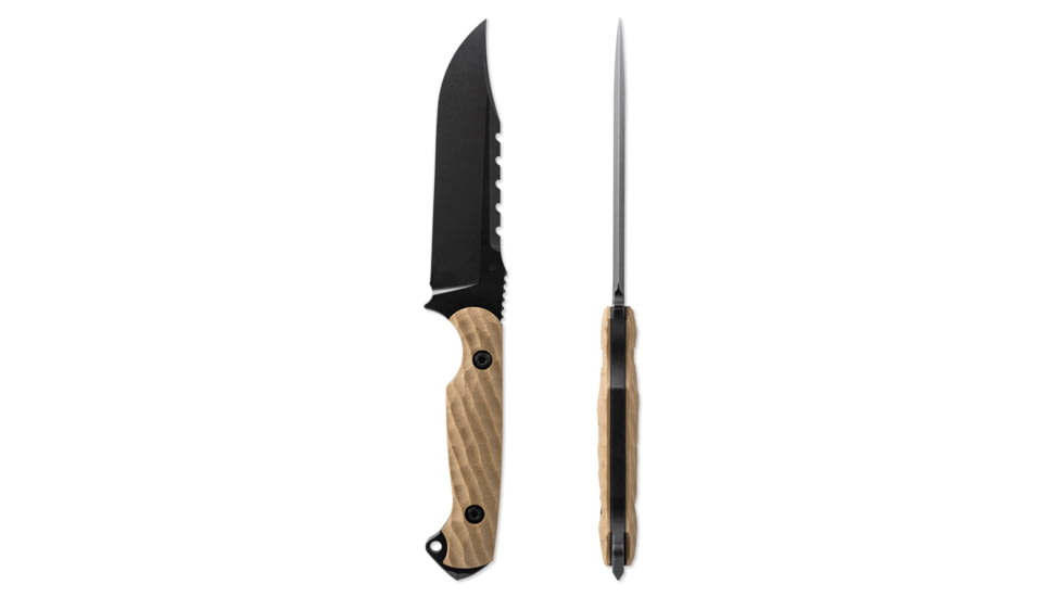 Toor Knives Crewman Fixed Blade Knife, 4.5in, CPM Cruwear Steel, G10 Handle, Omaha Tan, Storm Grey, The Crewman - Omaha Tan