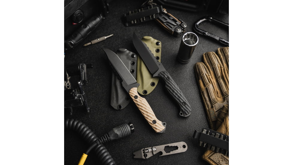 Toor Knives Crewman Fixed Blade Knife, 4.5in, CPM Cruwear Steel, G10 Handle, Omaha Tan, Storm Grey, The Crewman - Omaha Tan