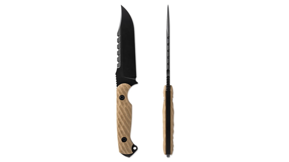 Toor Knives Crewman Fixed Blade Knife, 4.5in, CPM Cruwear Steel, G10 Handle, Omaha Tan, Storm Grey, The Crewman - Omaha Tan