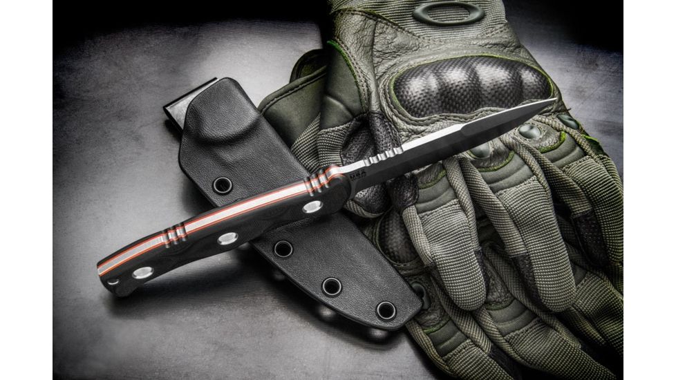 Tops Knives Al Mar Mini Sere Operator, Fixed Blade Knif, 4 in, Tumble Blade Finish, 154cm RC 58-60 Cryo Treated Steel, Black G10 Handle, AMAR-01
