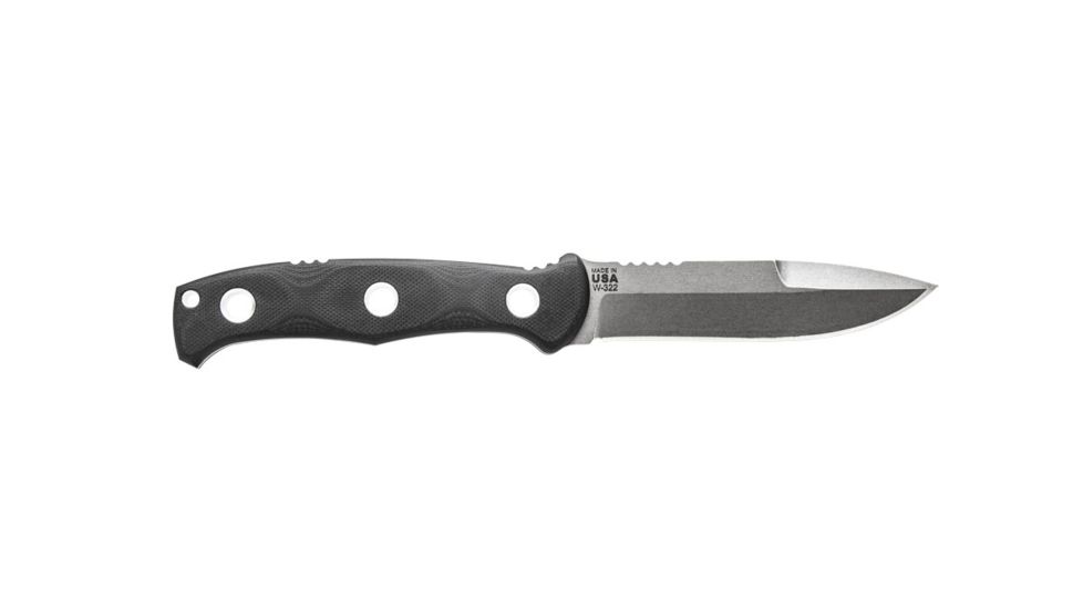 Tops Knives Al Mar Mini Sere Operator, Fixed Blade Knif, 4 in, Tumble Blade Finish, 154cm RC 58-60 Cryo Treated Steel, Black G10 Handle AMAR-01