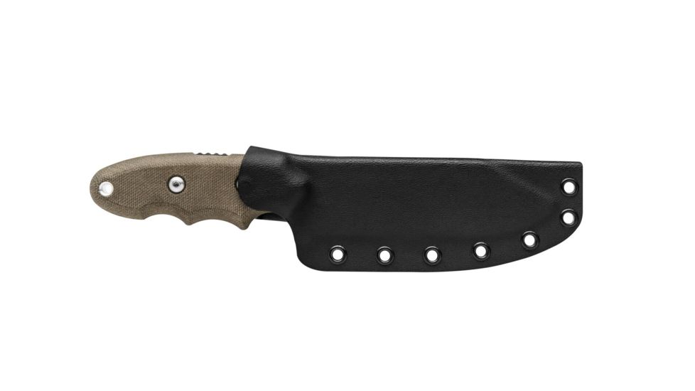 Tops Knives Backpacker's Bowie Fixed Blade Knife,4.5in,1095 RC 56-58 Steel,Tumble Blade,Green Canvas Micarta Handle, BPB-01