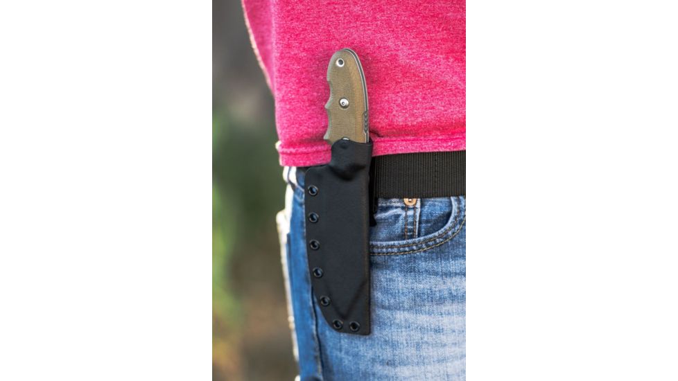 Tops Knives Backpacker's Bowie Fixed Blade Knife,4.5in,1095 RC 56-58 Steel,Tumble Blade,Green Canvas Micarta Handle, BPB-01