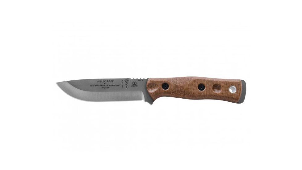 Tops Knives Brothers Of Bushcraft 154cm Fixed Blade Knife, w/Canvas Handle, Tan, 4.75in, BROS-154-TC