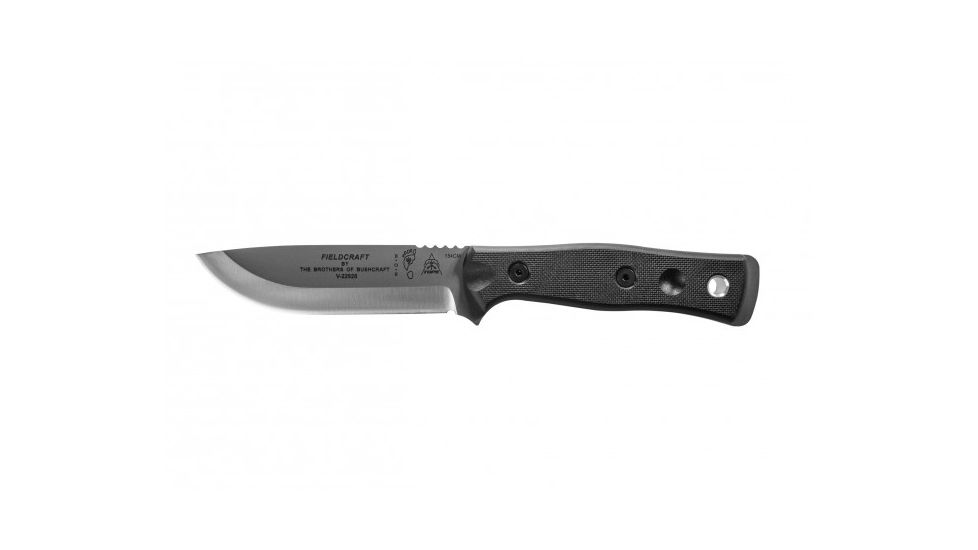 Tops Knives Brothers Of Bushcraft 154cm Fixed Blade Knife, w/G10 Handle, Black, 4.75in, BROS-154-BLK10