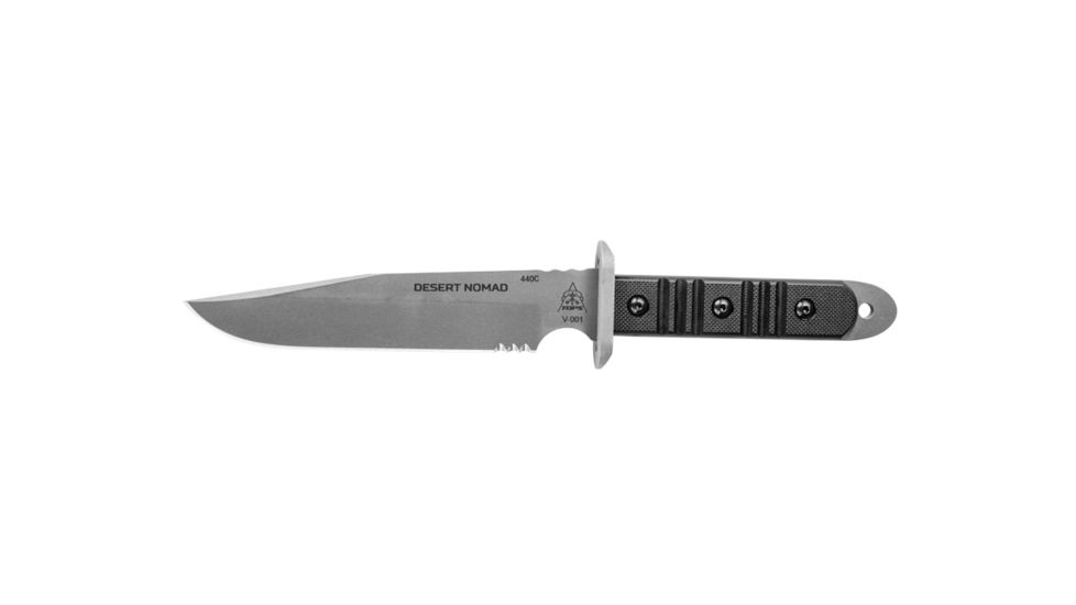 Tops Knives Desert Nomad Fixed Blade Knife, w/G10 handle, Black, 6.5in, DMAD-01