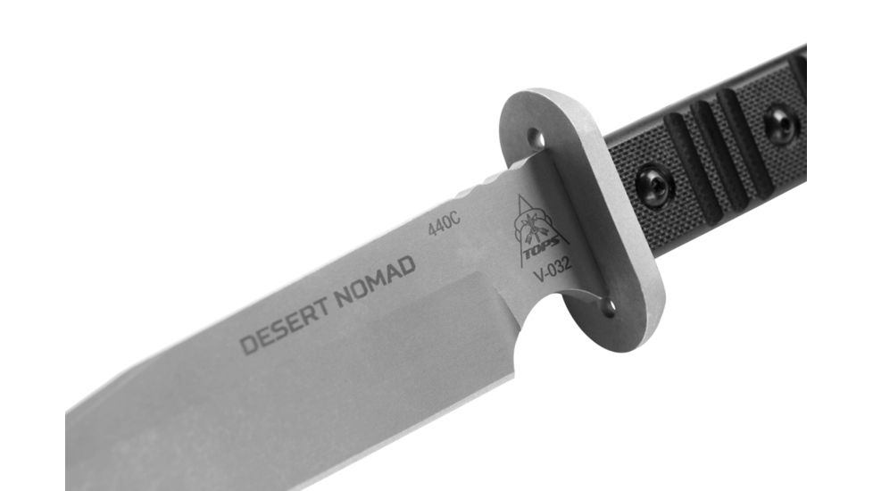 Tops Knives Desert Nomad Fixed Blade Knife, w/G10 handle, Black, 6.5in, DMAD-01