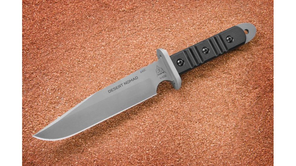 Tops Knives Desert Nomad Fixed Blade Knife, w/G10 handle, Black, 6.5in, DMAD-01