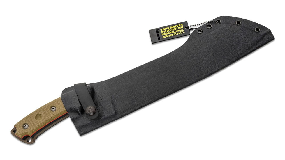 Tops Knives El Chete Fixed Blade Knife, 12 in, Midnight Bronze Blade, 1095 RC 56-58 Steel, Black Canvas Micarta Handle, ELCH-03
