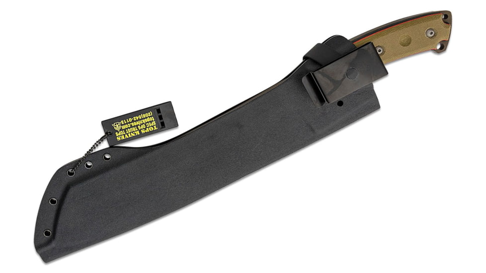 Tops Knives El Chete Fixed Blade Knife, 12 in, Midnight Bronze Blade, 1095 RC 56-58 Steel, Black Canvas Micarta Handle, ELCH-03
