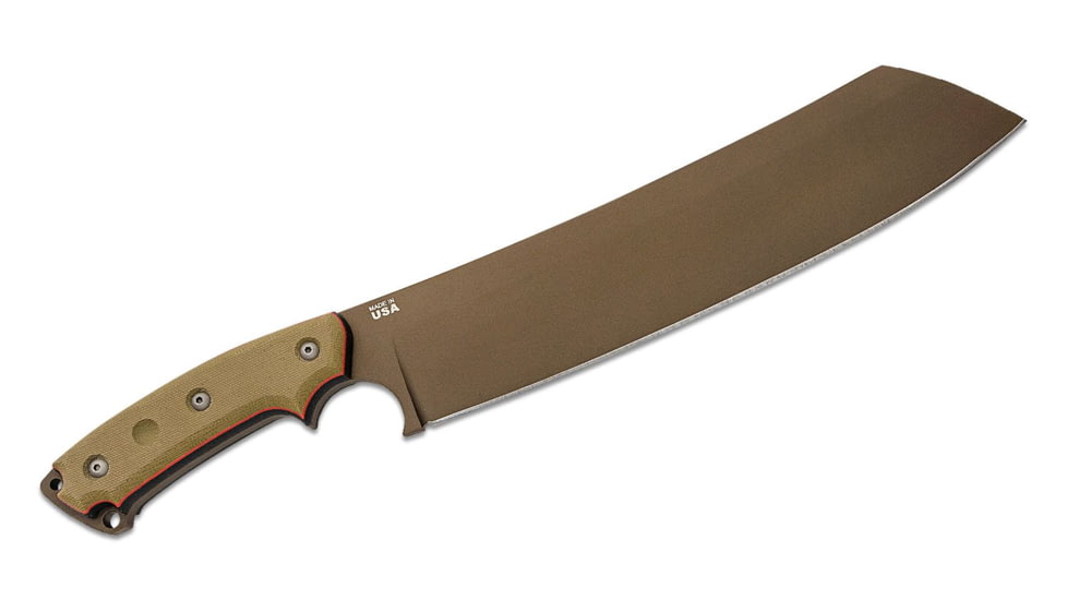 Tops Knives El Chete Fixed Blade Knife, 12 in, Midnight Bronze Blade, 1095 RC 56-58 Steel, Black Canvas Micarta Handle, ELCH-03