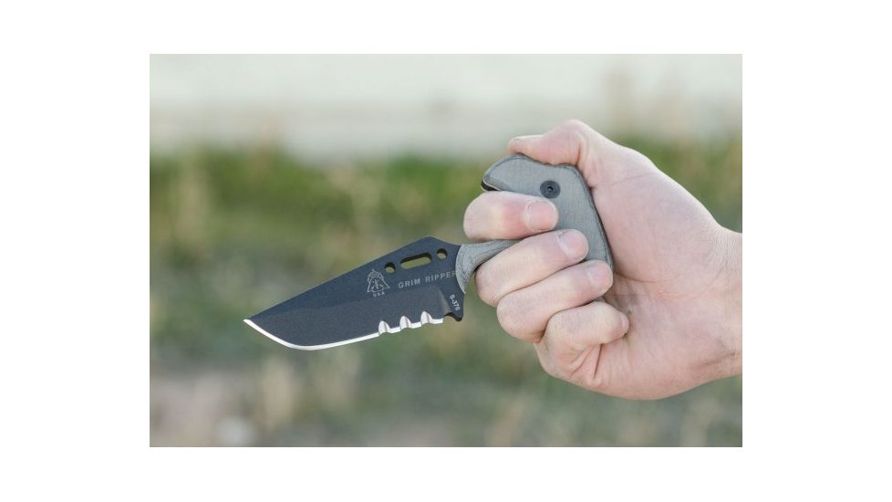Tops Knives Grim Ripper Fixed Blade Knife, Gray, 3.75in, GRPR-01