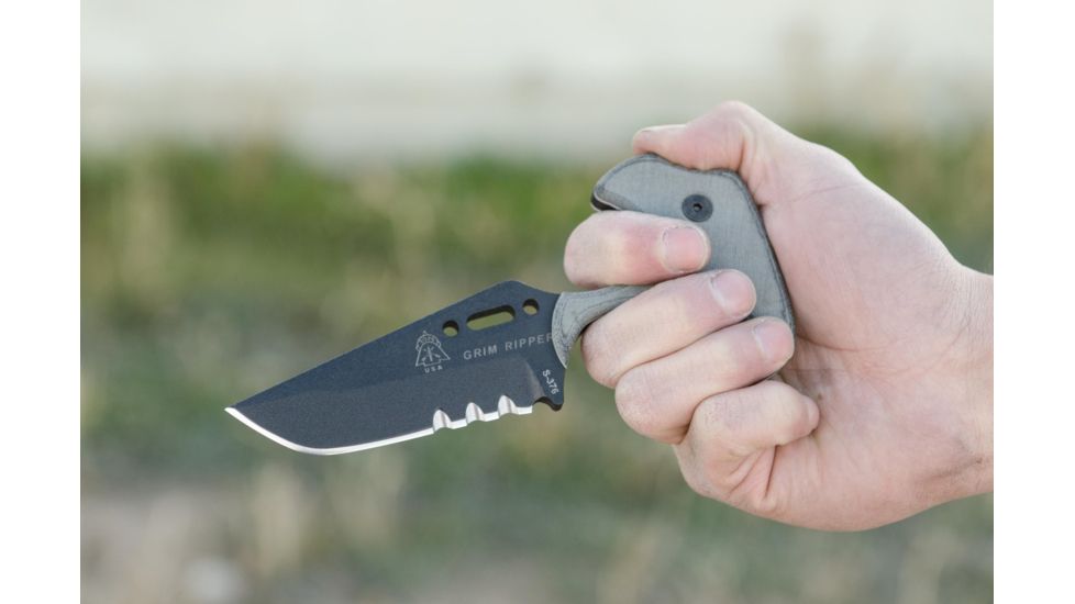 Tops Knives Grim Ripper Fixed Blade Knife, Gray, 3.75in, GRPR-01