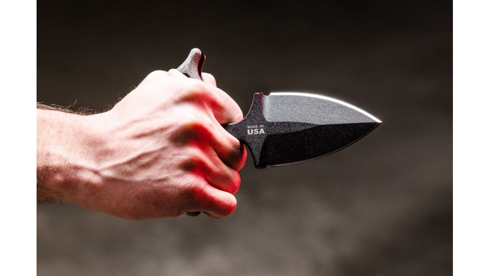 Tops Knives I Stick Fixed Blade Knife,3.50in Black 1075 RC 56-58 Steel,Black Canvas Micarta Handle, Black ISTK-01