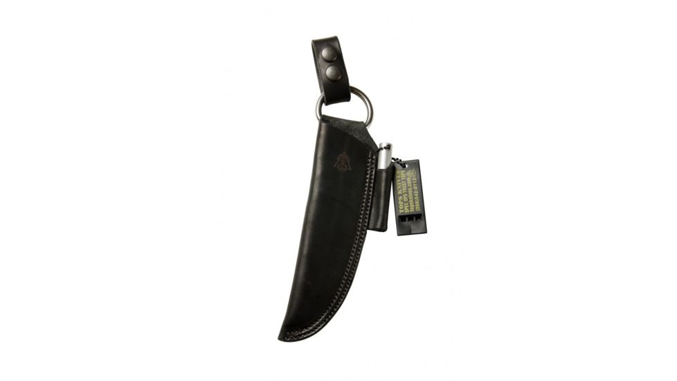 Tops Knives Leather Dangler-Style Sheath, w/Firesteel and Survival Whistle, Black, Right Hand, SHL-BUSH-LH