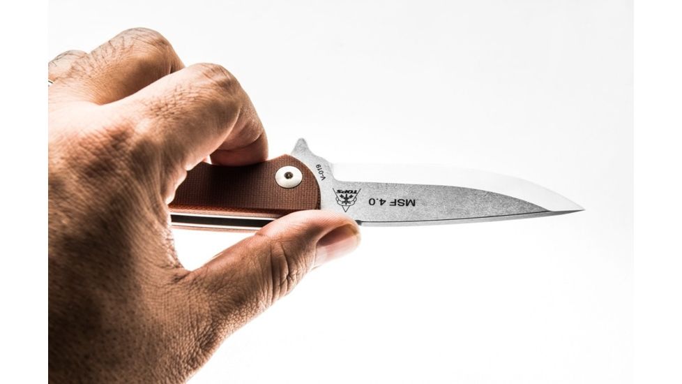 Tops Knives Mini Scandi Folder Knife 4.0, Tan MSF-4.0