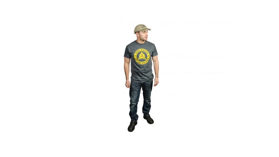Tops Knives One Life Logo Cotton/Polyester Tee, Navy Heather, 3XL, TS-1LNAV-3XL