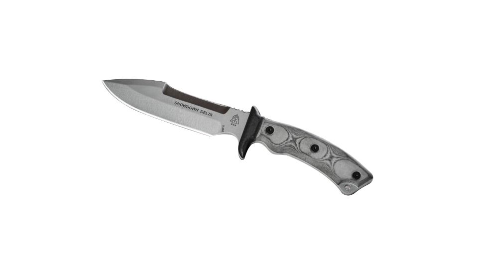 Tops Knives Showdown Delta Fixed Blade Knife, Gray, 6.38in, SOS-D2