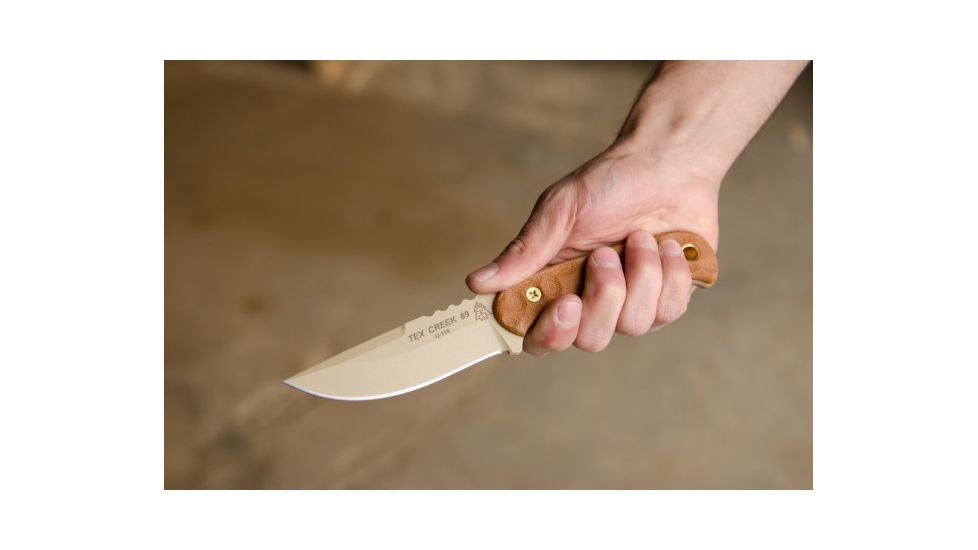 Tops Knives TEX Creek 69 Fixed Blade Knife, Brown, 4.19in, TEX-69