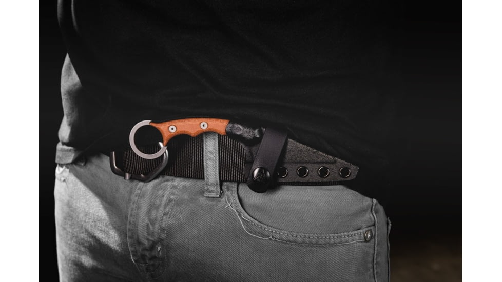 TOPS Knives TOPS Poker Fixed Blade Knife, 2.5in, 1095 RC 56-58 Steel, Tan Canvas/Black Canvas Micarta Handle, TPKR-03
