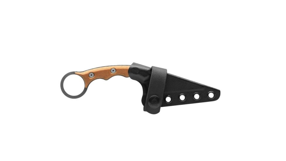 TOPS Knives TOPS Poker Fixed Blade Knife, 2.5in, 1095 RC 56-58 Steel, Tan Canvas/Black Canvas Micarta Handle, TPKR-03