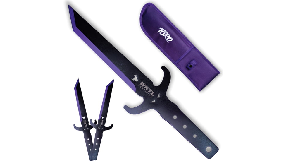 Toro Knives Diablo Black Throwing Knives, 15.75in Overall, 8.5in Black Powder 3Cr13 Blade, SS Handle, Nylon Sheath, 89