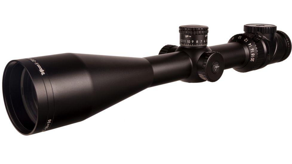 Trijicon AccuPoint TR-33 5-20x50mm Rifle Scope, 30 mm Tube, Second Focal Plane, Satin, Black, Green BAC Triangle Post Reticle, MOA Adjustment, 200154